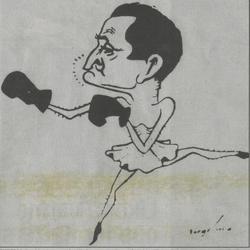 Tegning av Carl Sømme som Mesterbokseren