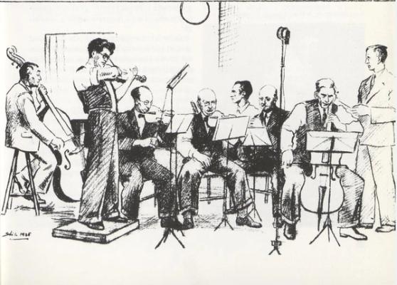 Arne F. Grønlunds Radioensemble tegning: Ståle Kyllingstad