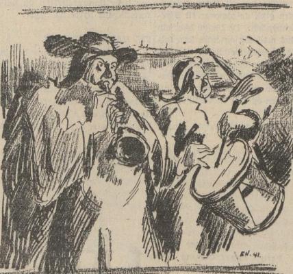 Samuel Hornblåser tegnet av Henry Imsland