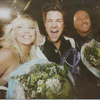 Didrik solli Tangen med låtskriverne Hanne Sørvaag og Fredrik Kempe foto Vidar Ruud/Rogalands Avis