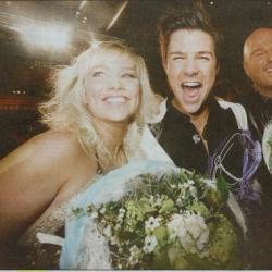 Didrik solli Tangen med låtskriverne Hanne Sørvaag og Fredrik Kempe foto Vidar Ruud/Rogalands Avis