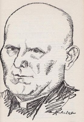 Mauritz Andreas Brekke tegnet av Henry Imsland i Stavanger Aftenblad i Brekkes 70 års dag i 1948 med