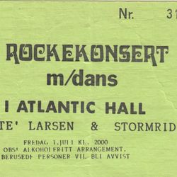 Billett til konsert i Atlantic Hall 1. juli 1983