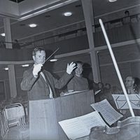 Leif Bendix Jørgensen -prøve i aulaen.  Foto: Eggen, Bernt / Haugalandmuseene