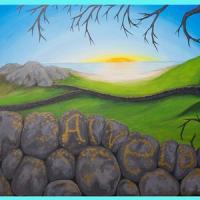 Logo eller platecover håndmalt av Line Rostad