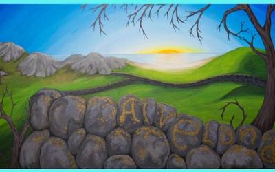 Logo eller platecover håndmalt av Line Rostad