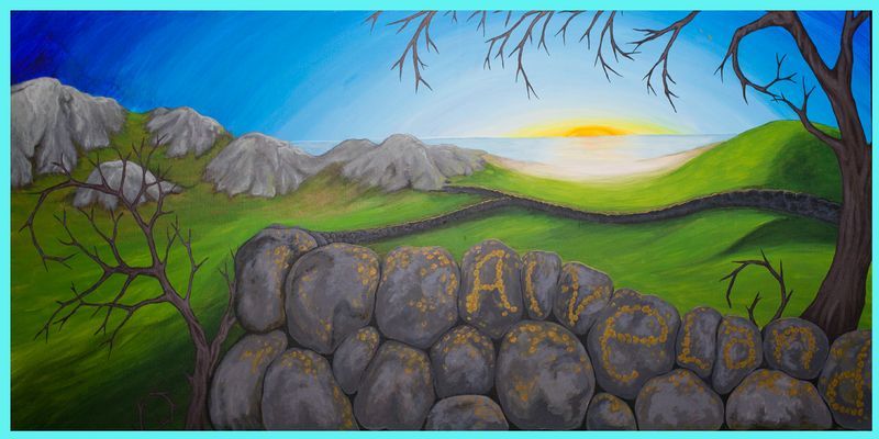 Logo eller platecover håndmalt av Line Rostad