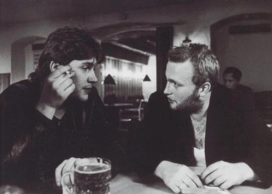 Gunnar "Goggen" Andersen sammen med Joachim «Jokke» Nielsen på Frokostkjelleren, Oslo, 1984. Foto: May-Irene Aasen