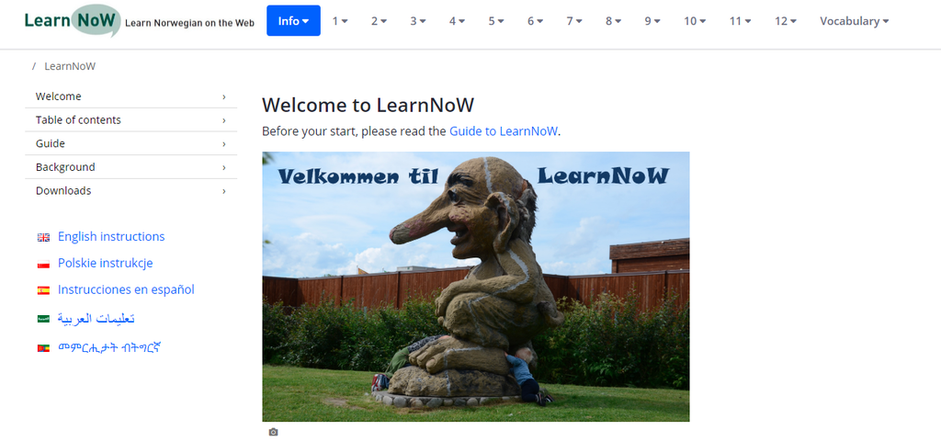 Skjermdump av Learn Now norskkurs på nett