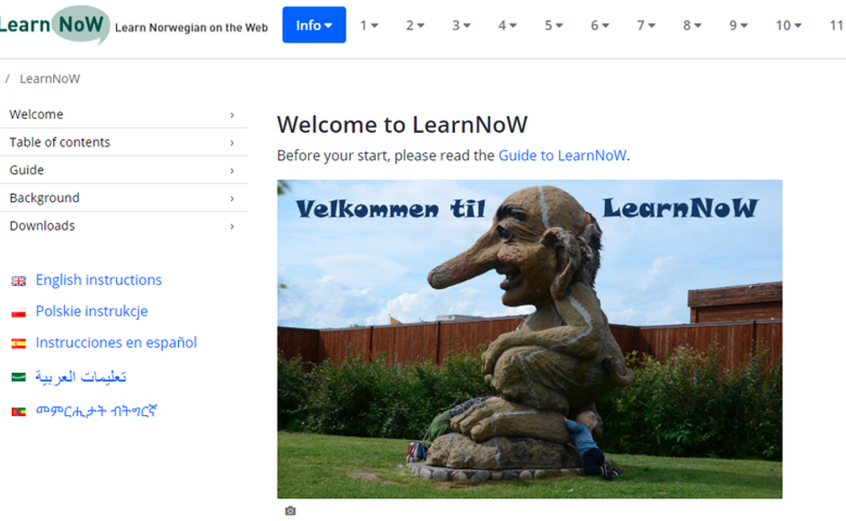 Skjermdump av Learn Now norskkurs på nett