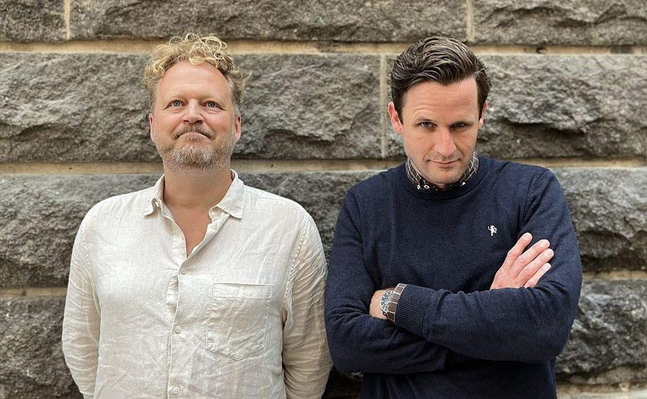 Tomas Gustafsson og Birk Florian Fischer Magnussen i Sølvbergets foajé
