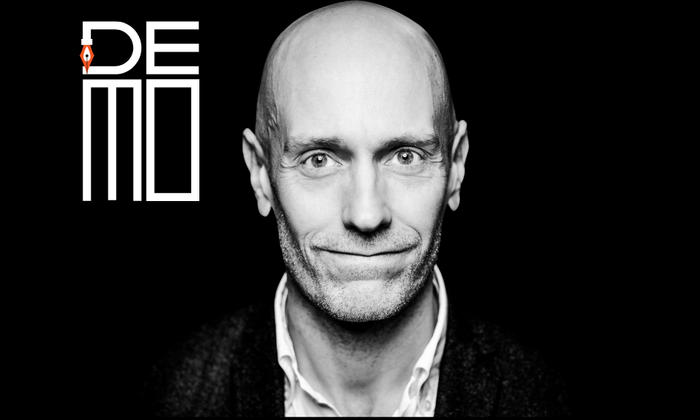 Henrik Skaug Sætra og profil for demo i Ytringsfrihetsbyen Stavanger.