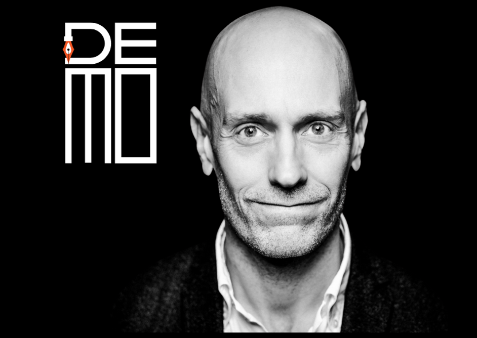 Henrik Skaug Sætra og profil for demo i Ytringsfrihetsbyen Stavanger.