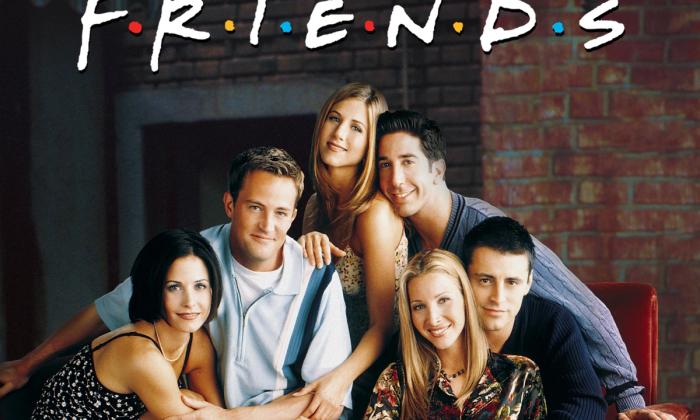 Promobilde for TV-serien Friends, med de seks hovedkarakterene samlet