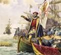 Vasco da Gama går i land i Calicut i mai 1498 (Wikimedia Commons)