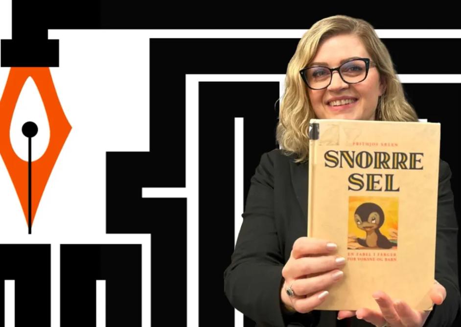 Marianne Hovdan holder boka Snorre Sel av Frithjof Sælen