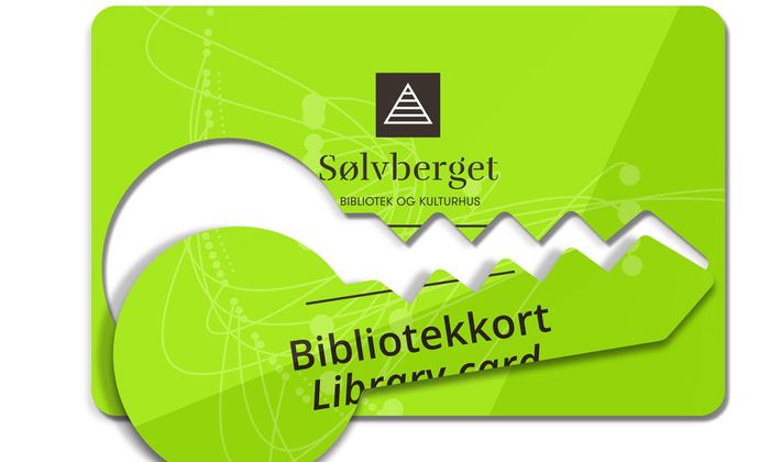 Et grønt bibliotekkort med en utstanset nøkkel.