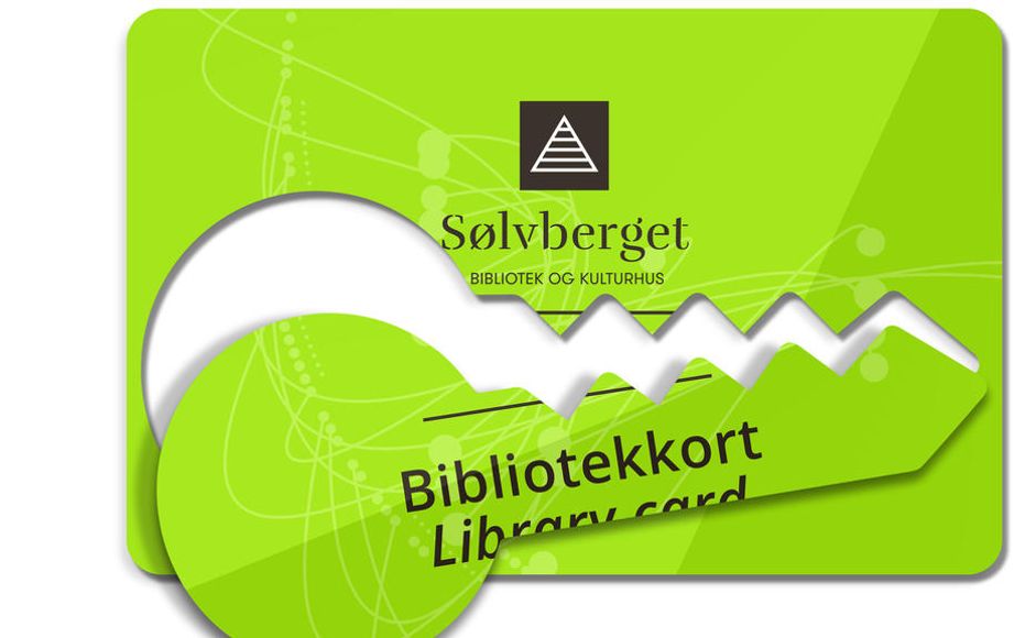 Et grønt bibliotekkort med en utstanset nøkkel.