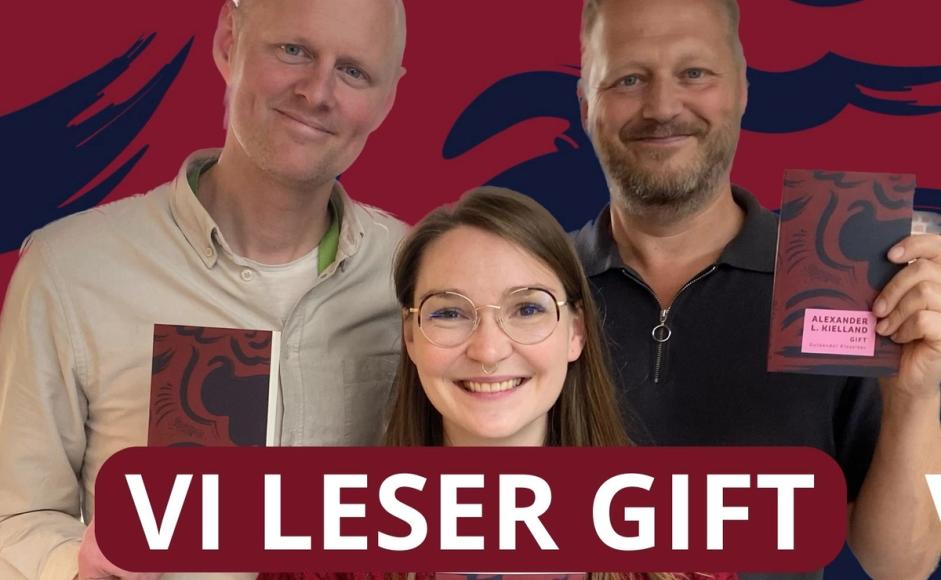 Åsmund Ådnøy, Thale Dobbert og Tomas Gustafsson holder boka Gift