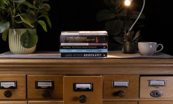 De nominerte bøkene bibliotekets litteraturpris 2025.
