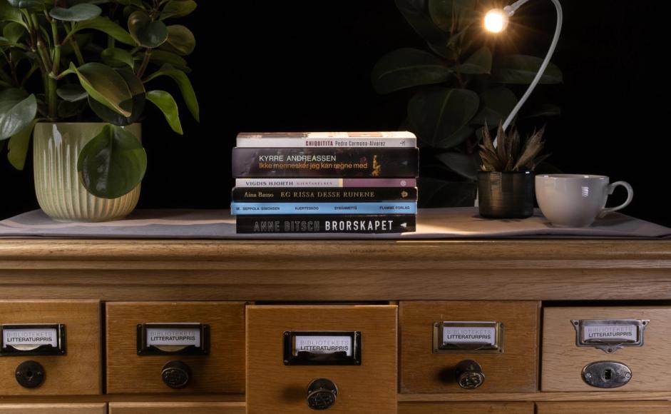 De nominerte bøkene bibliotekets litteraturpris 2025.