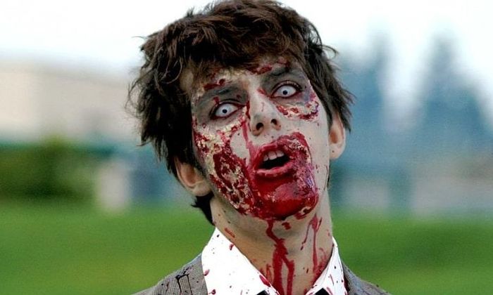 Person med blod i ansiktet