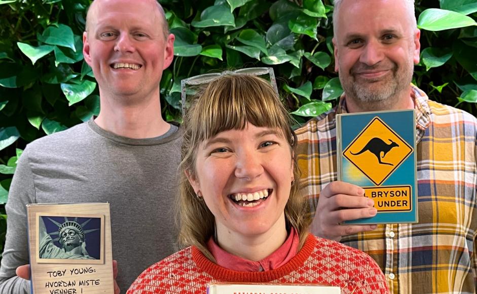 Åsmund, Yngve og Nana med tre bøker om å reise