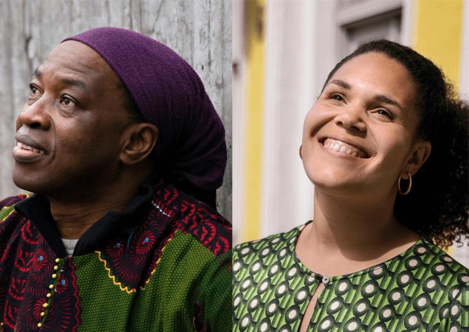 Sammensatt foto av mann og kvinne.