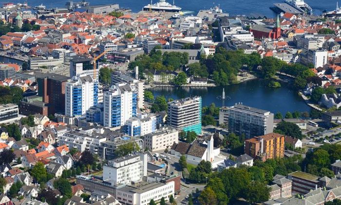 Luftfoto av Stavanger by.