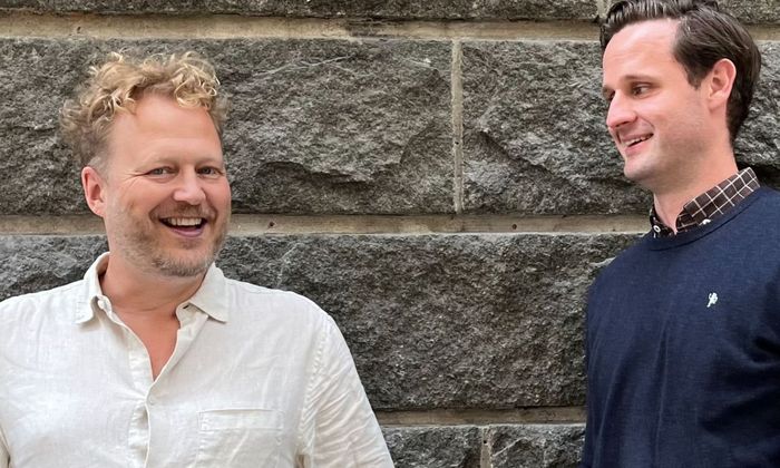 Tomas Gustafsson og Birk Magnussen i Sølvbergets foajé