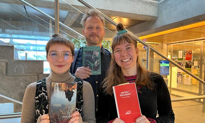 Thale (NO), Tomas (SV) og Nana (DK) med tre skandinaviske bøker