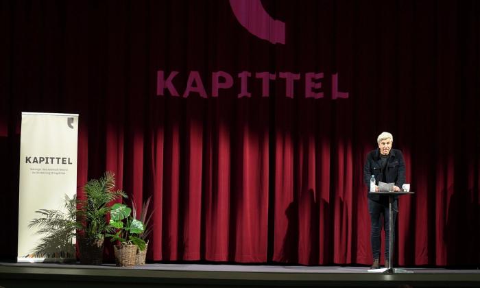 Karl Ove Knausgård i kinosal 1 på Sølvberget Foto: Åsmund Ådnøy