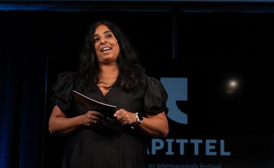 Kultur- og likestillingsminister Lubna Jaffery på Kapittel24. Foto: Andrea Rocha