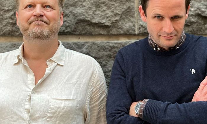 Tomas Gustafsson og Birk Magnussen i Sølvbergets foajé
