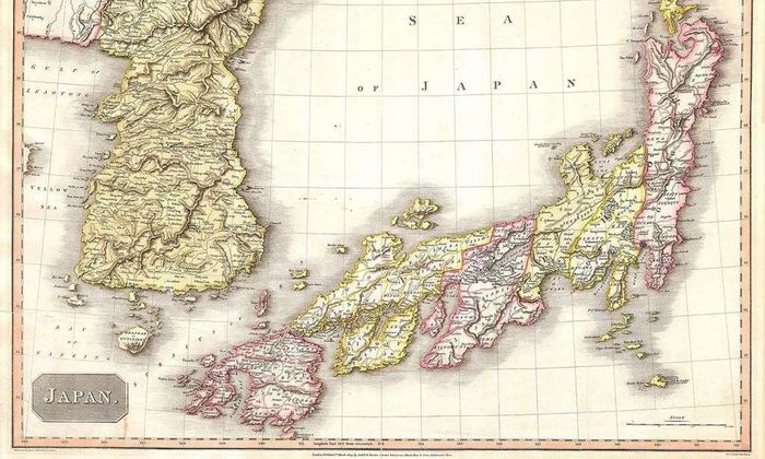 Gammelt kart Japan og Korea