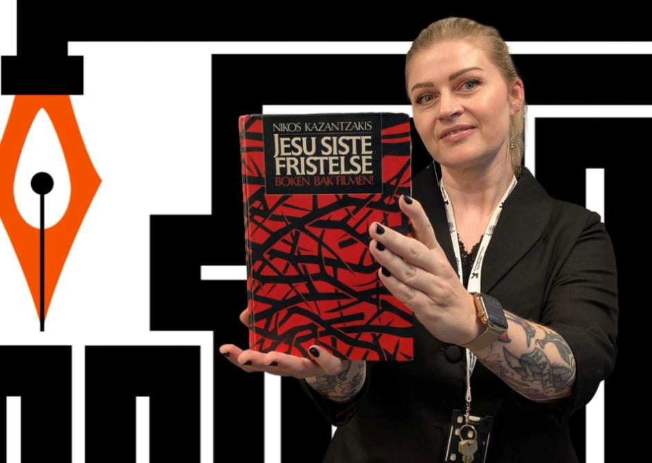 Marianne Hovdan holder boka Jesu siste fristelse av Nikos Kazantzakis