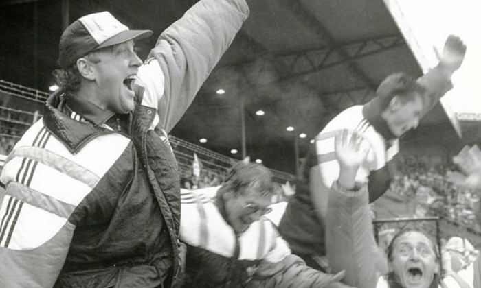 Viking-trener Benny Lennartsson under cupfinalen i 1989