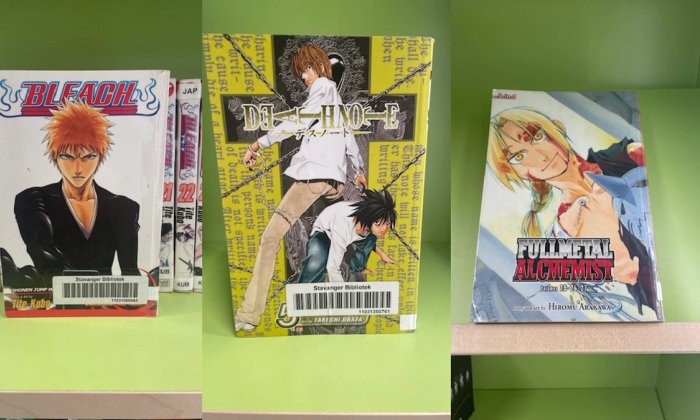 Forsidene til Bleach, Death note og Fullmetal alchemist