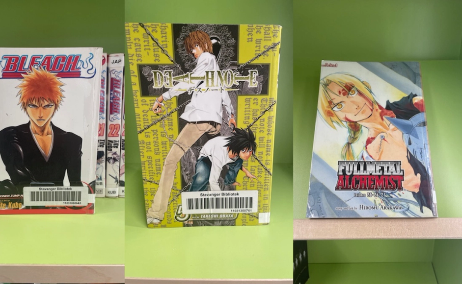 Forsidene til Bleach, Death note og Fullmetal alchemist