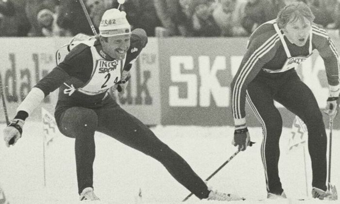 Oddvar Brå og Aleksander Zavjalov i VM-stafetten 1982