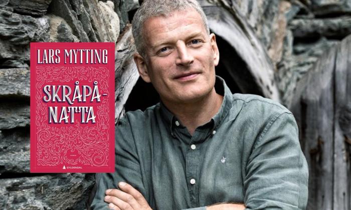 Lars Mytting med boka Skråpånatta innfelt