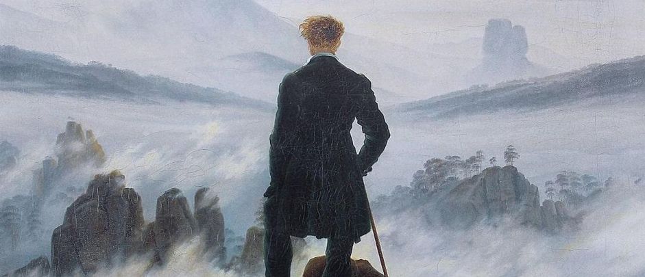 Caspar David Friedrich: Wanderer above the sea of fog. Maleri.