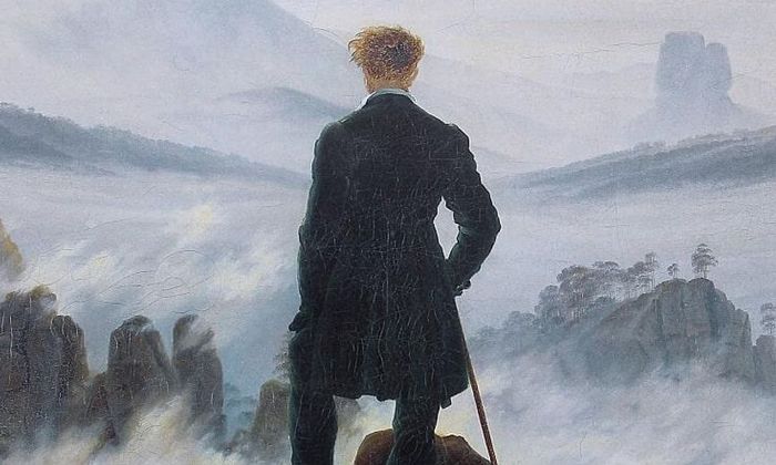 Caspar David Friedrich: Wanderer above the sea of fog. Maleri.