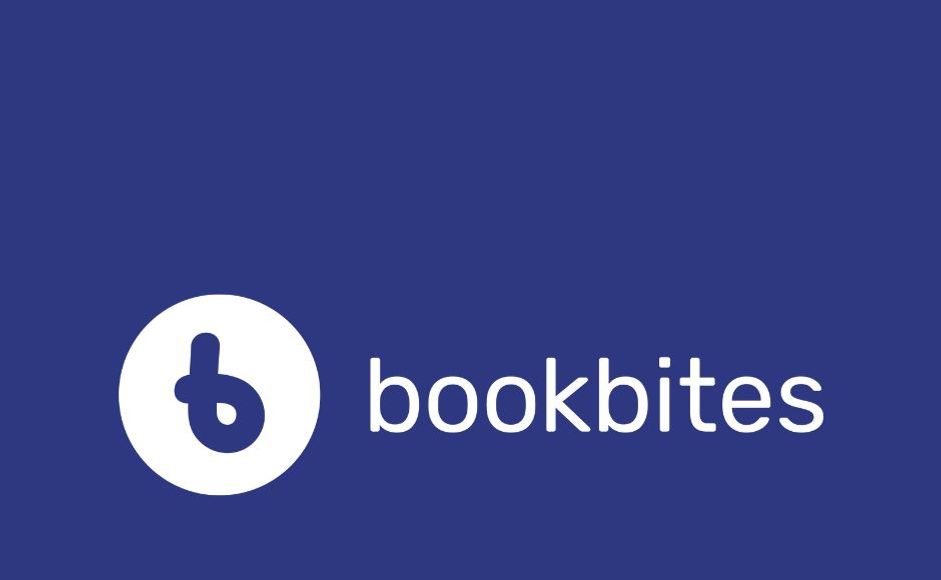 Bookbites logo med blå bakgrunn